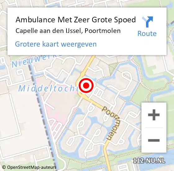 Locatie op kaart van de 112 melding: Ambulance Met Zeer Grote Spoed Naar Capelle aan den IJssel, Poortmolen op 17 oktober 2024 10:29