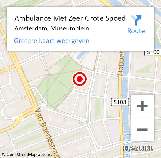 Locatie op kaart van de 112 melding: Ambulance Met Zeer Grote Spoed Naar Amsterdam, Museumplein op 17 oktober 2024 10:39