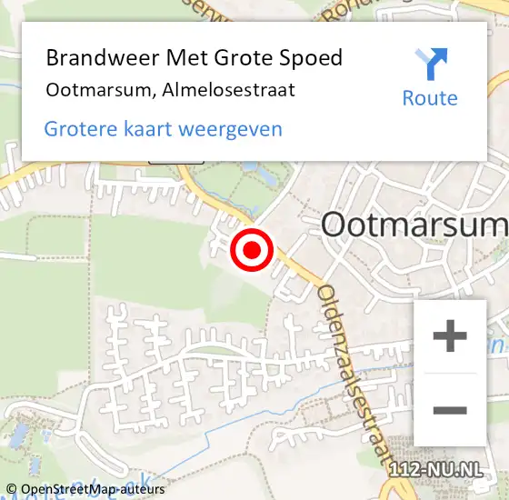 Locatie op kaart van de 112 melding: Brandweer Met Grote Spoed Naar Ootmarsum, Almelosestraat op 17 oktober 2024 11:05