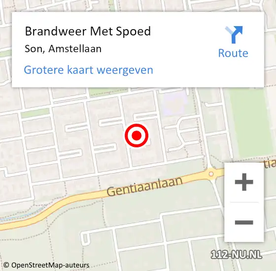 Locatie op kaart van de 112 melding: Brandweer Met Spoed Naar Son, Amstellaan op 17 oktober 2024 11:09