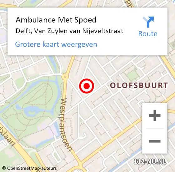 Locatie op kaart van de 112 melding: Ambulance Met Spoed Naar Wassenaar, Van Zuylen van Nijeveltstraat op 17 oktober 2024 11:16