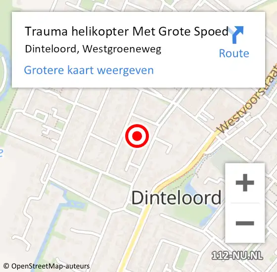 Locatie op kaart van de 112 melding: Trauma helikopter Met Grote Spoed Naar Dinteloord, Westgroeneweg op 17 oktober 2024 11:17