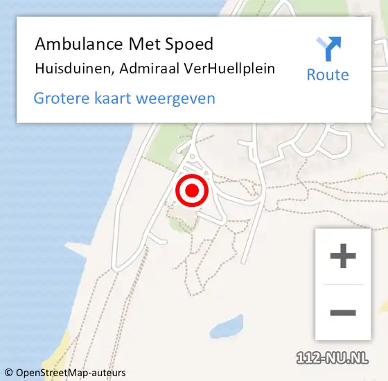 Locatie op kaart van de 112 melding: Ambulance Met Spoed Naar Huisduinen, Admiraal VerHuellplein op 17 oktober 2024 11:18