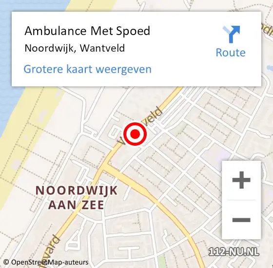 Locatie op kaart van de 112 melding: Ambulance Met Spoed Naar Noordwijk, Wantveld op 17 oktober 2024 11:19