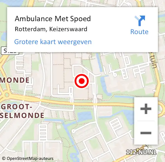 Locatie op kaart van de 112 melding: Ambulance Met Spoed Naar Rotterdam, Keizerswaard op 17 oktober 2024 11:19