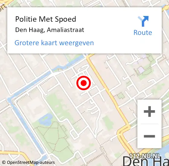 Locatie op kaart van de 112 melding: Politie Met Spoed Naar Den Haag, Amaliastraat op 17 oktober 2024 11:22