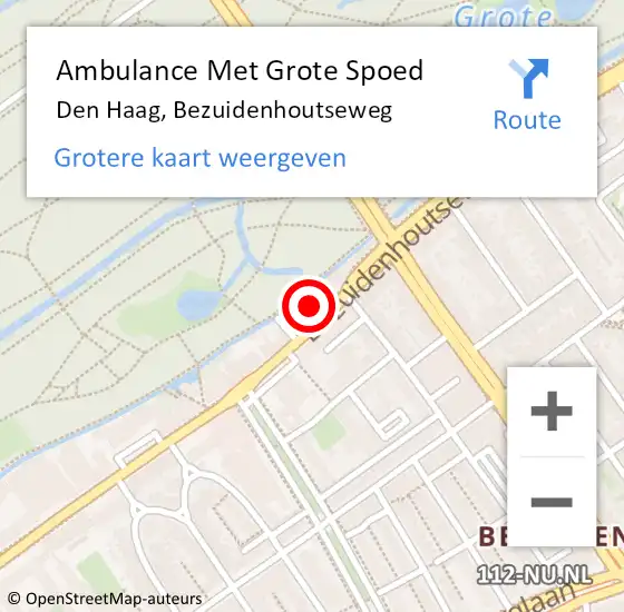 Locatie op kaart van de 112 melding: Ambulance Met Grote Spoed Naar Den Haag, Bezuidenhoutseweg op 17 oktober 2024 11:23