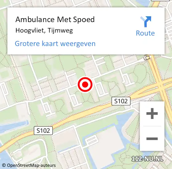 Locatie op kaart van de 112 melding: Ambulance Met Spoed Naar Hoogvliet, Tijmweg op 17 oktober 2024 11:23