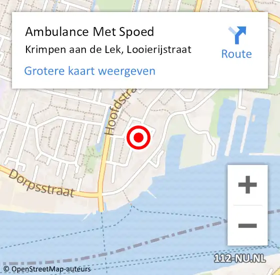 Locatie op kaart van de 112 melding: Ambulance Met Spoed Naar Krimpen aan de Lek, Looierijstraat op 17 oktober 2024 11:33