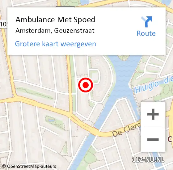 Locatie op kaart van de 112 melding: Ambulance Met Spoed Naar Amsterdam, Geuzenstraat op 17 oktober 2024 11:43