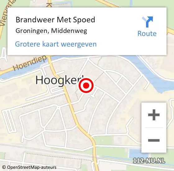 Locatie op kaart van de 112 melding: Brandweer Met Spoed Naar Groningen, Middenweg op 17 oktober 2024 11:52