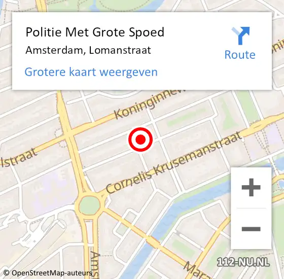 Locatie op kaart van de 112 melding: Politie Met Grote Spoed Naar Amsterdam, Lomanstraat op 17 oktober 2024 12:32