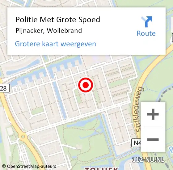 Locatie op kaart van de 112 melding: Politie Met Grote Spoed Naar Pijnacker, Wollebrand op 17 oktober 2024 12:33