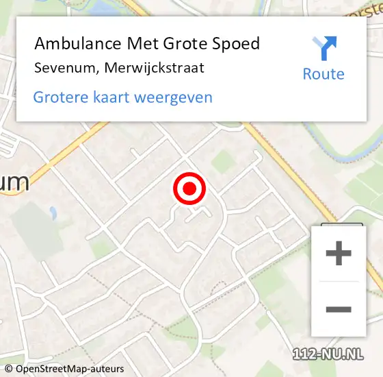 Locatie op kaart van de 112 melding: Ambulance Met Grote Spoed Naar Sevenum, Merwijckstraat op 23 oktober 2014 18:15