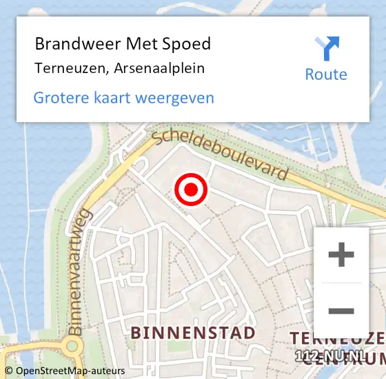 Locatie op kaart van de 112 melding: Brandweer Met Spoed Naar Terneuzen, Arsenaalplein op 17 oktober 2024 12:42