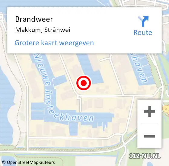 Locatie op kaart van de 112 melding: Brandweer Makkum, Strânwei op 17 oktober 2024 12:55