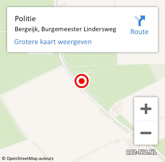 Locatie op kaart van de 112 melding: Politie Bergeijk, Burgemeester Lindersweg op 17 oktober 2024 12:56