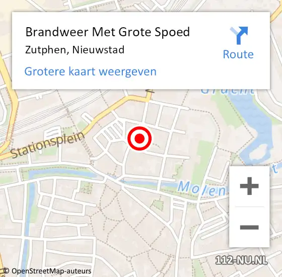 Locatie op kaart van de 112 melding: Brandweer Met Grote Spoed Naar Zutphen, Nieuwstad op 17 oktober 2024 12:59