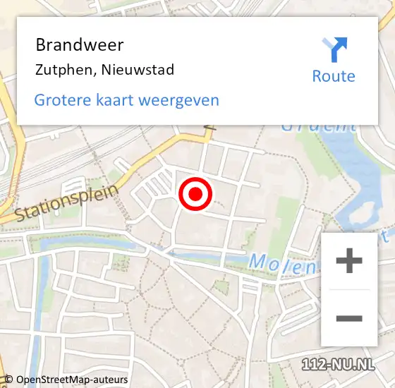 Locatie op kaart van de 112 melding: Brandweer Zutphen, Nieuwstad op 17 oktober 2024 13:10