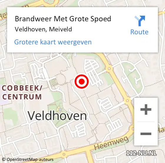 Locatie op kaart van de 112 melding: Brandweer Met Grote Spoed Naar Veldhoven, Meiveld op 17 oktober 2024 13:35