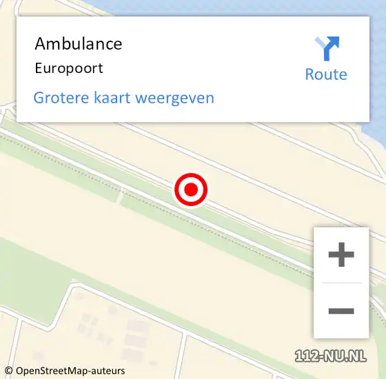 Locatie op kaart van de 112 melding: Ambulance Europoort op 17 oktober 2024 13:39