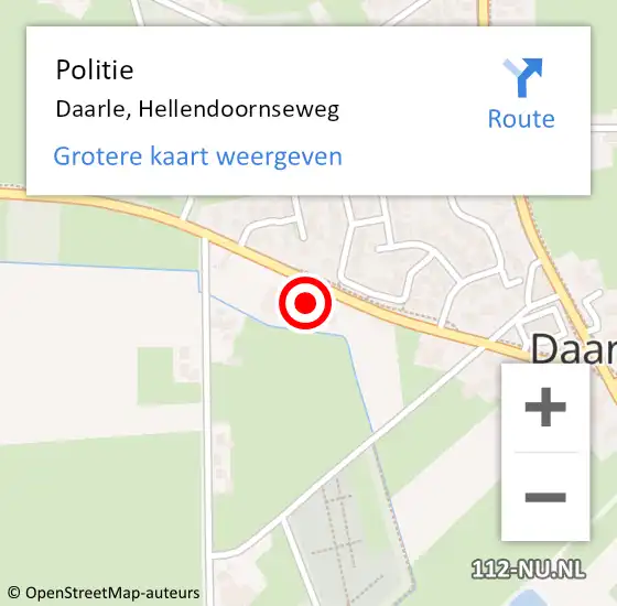 Locatie op kaart van de 112 melding: Politie Daarle, Hellendoornseweg op 17 oktober 2024 13:42