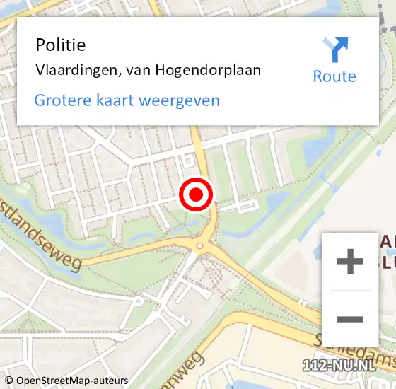 Locatie op kaart van de 112 melding: Politie Vlaardingen, van Hogendorplaan op 17 oktober 2024 13:57