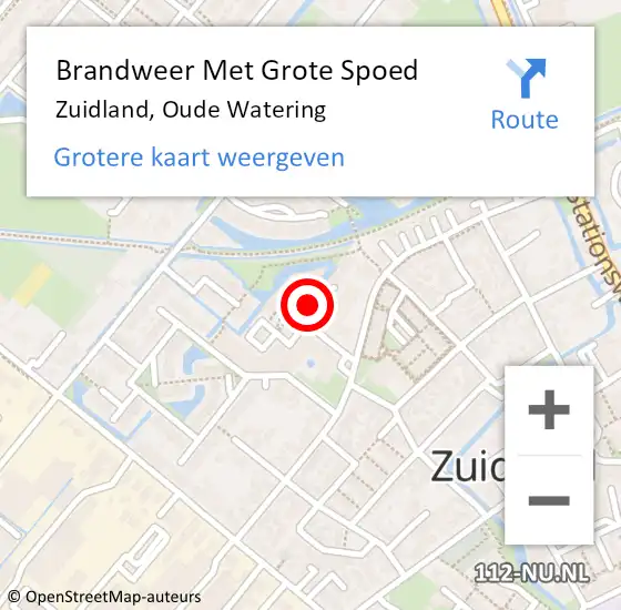 Locatie op kaart van de 112 melding: Brandweer Met Grote Spoed Naar Zuidland, Oude Watering op 17 oktober 2024 14:00