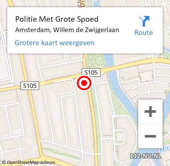 Locatie op kaart van de 112 melding: Politie Met Grote Spoed Naar Amsterdam, Willem de Zwijgerlaan op 17 oktober 2024 14:04