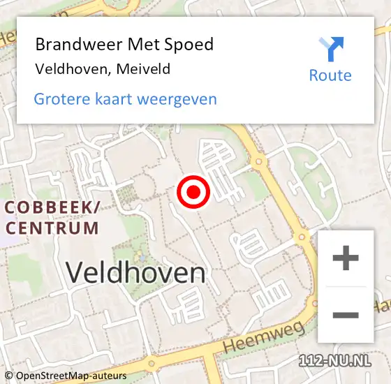 Locatie op kaart van de 112 melding: Brandweer Met Spoed Naar Veldhoven, Meiveld op 17 oktober 2024 14:05