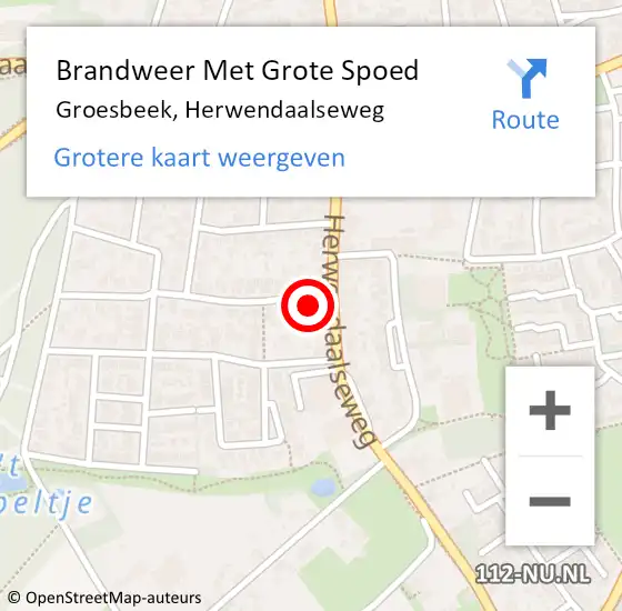 Locatie op kaart van de 112 melding: Brandweer Met Grote Spoed Naar Groesbeek, Herwendaalseweg op 17 oktober 2024 14:07