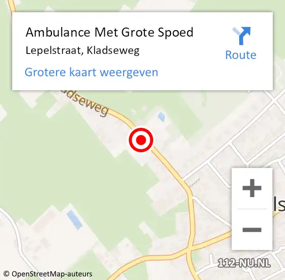 Locatie op kaart van de 112 melding: Ambulance Met Grote Spoed Naar Lepelstraat, Kladseweg op 18 oktober 2013 14:35