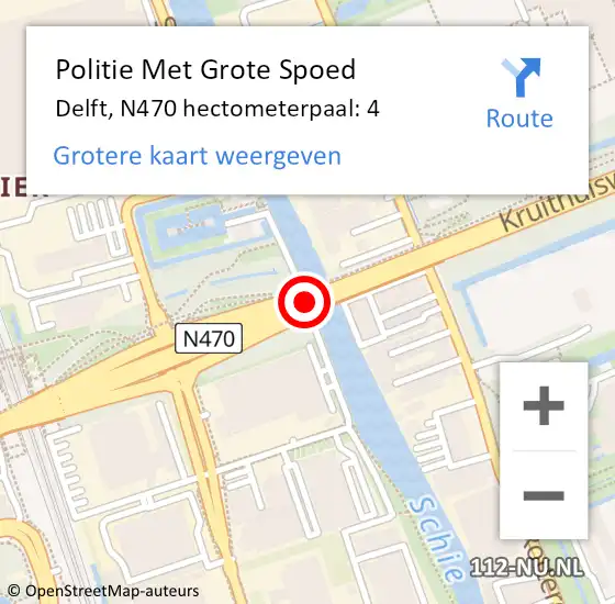 Locatie op kaart van de 112 melding: Politie Met Grote Spoed Naar Delft, N470 hectometerpaal: 4 op 17 oktober 2024 14:11