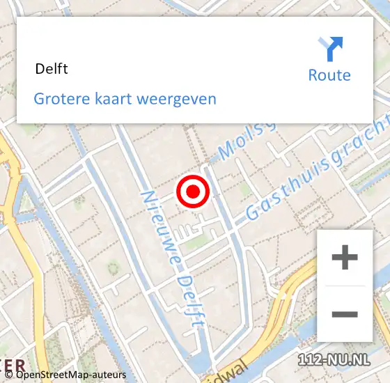 Locatie op kaart van de 112 melding:  Delft op 17 oktober 2024 14:11