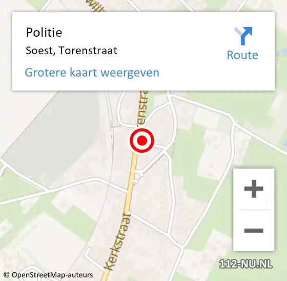 Locatie op kaart van de 112 melding: Politie Soest, Torenstraat op 17 oktober 2024 14:12