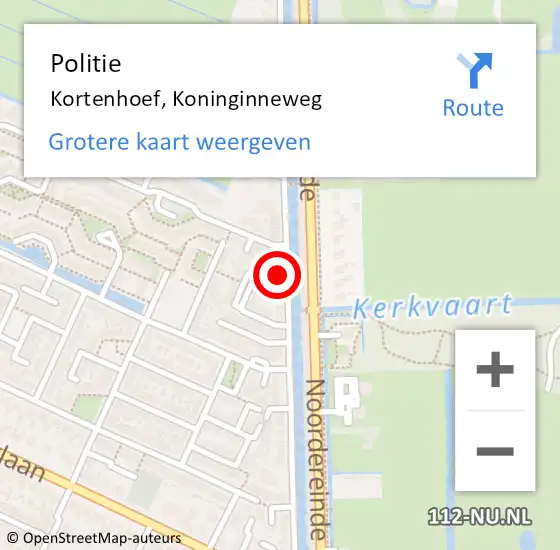 Locatie op kaart van de 112 melding: Politie Kortenhoef, Koninginneweg op 17 oktober 2024 14:35