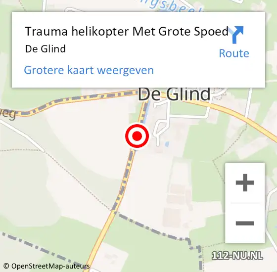 Locatie op kaart van de 112 melding: Trauma helikopter Met Grote Spoed Naar De Glind op 17 oktober 2024 14:36