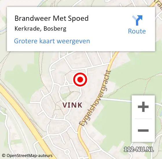 Locatie op kaart van de 112 melding: Brandweer Met Spoed Naar Kerkrade, Bosberg op 17 oktober 2024 14:44