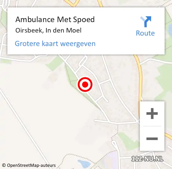 Locatie op kaart van de 112 melding: Ambulance Met Spoed Naar Oirsbeek, In den Moel op 23 oktober 2014 18:33