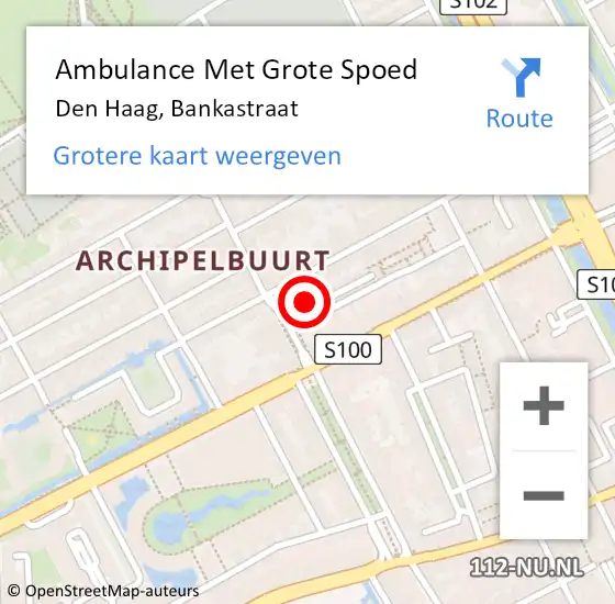 Locatie op kaart van de 112 melding: Ambulance Met Grote Spoed Naar Den Haag, Bankastraat op 17 oktober 2024 14:48