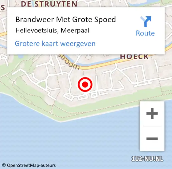 Locatie op kaart van de 112 melding: Brandweer Met Grote Spoed Naar Hellevoetsluis, Meerpaal op 17 oktober 2024 14:58