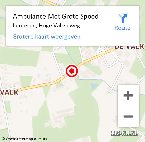 Locatie op kaart van de 112 melding: Ambulance Met Grote Spoed Naar Lunteren, Hoge Valkseweg op 23 oktober 2014 18:37