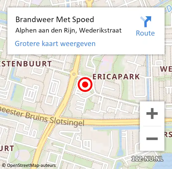 Locatie op kaart van de 112 melding: Brandweer Met Spoed Naar Alphen aan den Rijn, Wederikstraat op 17 oktober 2024 15:15