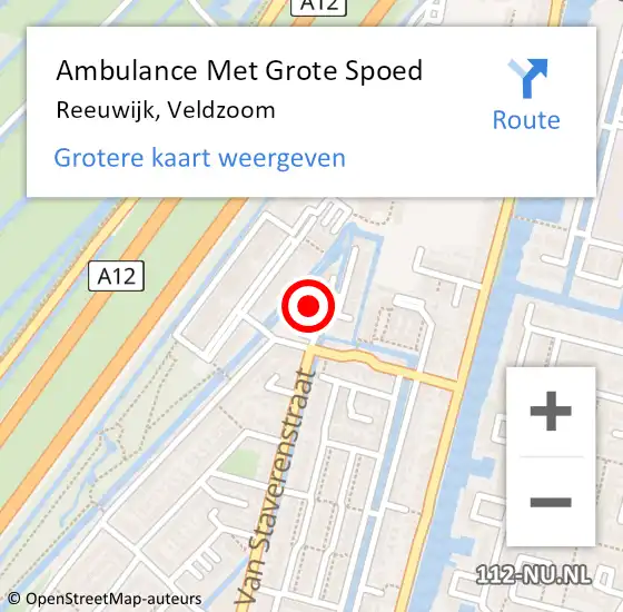 Locatie op kaart van de 112 melding: Ambulance Met Grote Spoed Naar Reeuwijk, Veldzoom op 17 oktober 2024 15:21