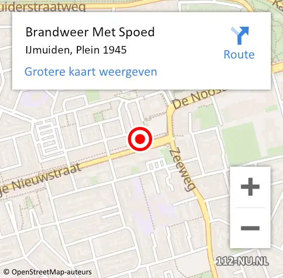 Locatie op kaart van de 112 melding: Brandweer Met Spoed Naar IJmuiden, Plein 1945 op 17 oktober 2024 15:22