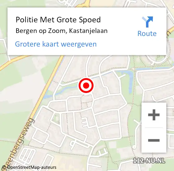 Locatie op kaart van de 112 melding: Politie Met Grote Spoed Naar Bergen op Zoom, Kastanjelaan op 17 oktober 2024 15:35