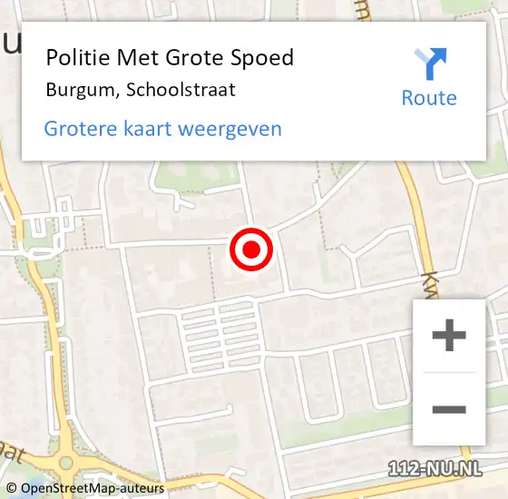 Locatie op kaart van de 112 melding: Politie Met Grote Spoed Naar Burgum, Schoolstraat op 17 oktober 2024 15:40