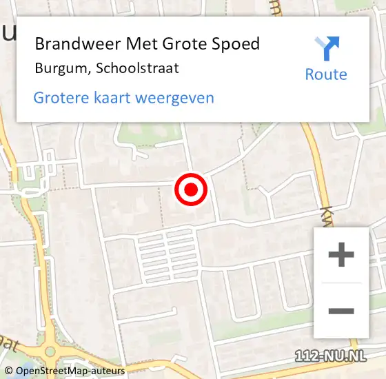 Locatie op kaart van de 112 melding: Brandweer Met Grote Spoed Naar Burgum, Schoolstraat op 17 oktober 2024 15:41