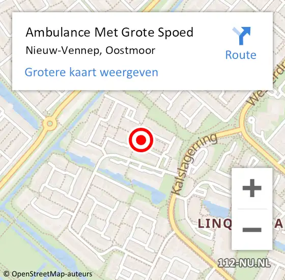 Locatie op kaart van de 112 melding: Ambulance Met Grote Spoed Naar Nieuw-Vennep, Oostmoor op 17 oktober 2024 16:07