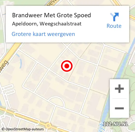 Locatie op kaart van de 112 melding: Brandweer Met Grote Spoed Naar Apeldoorn, Weegschaalstraat op 17 oktober 2024 16:17